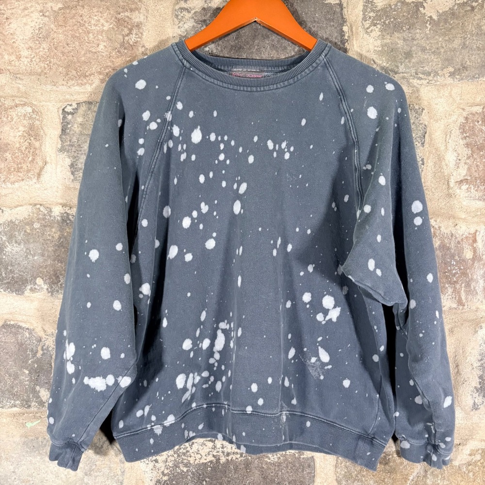 Betsey Johnson Bleached Tie Dye Sweatshirt Pullover Performance‎ Gray Medium